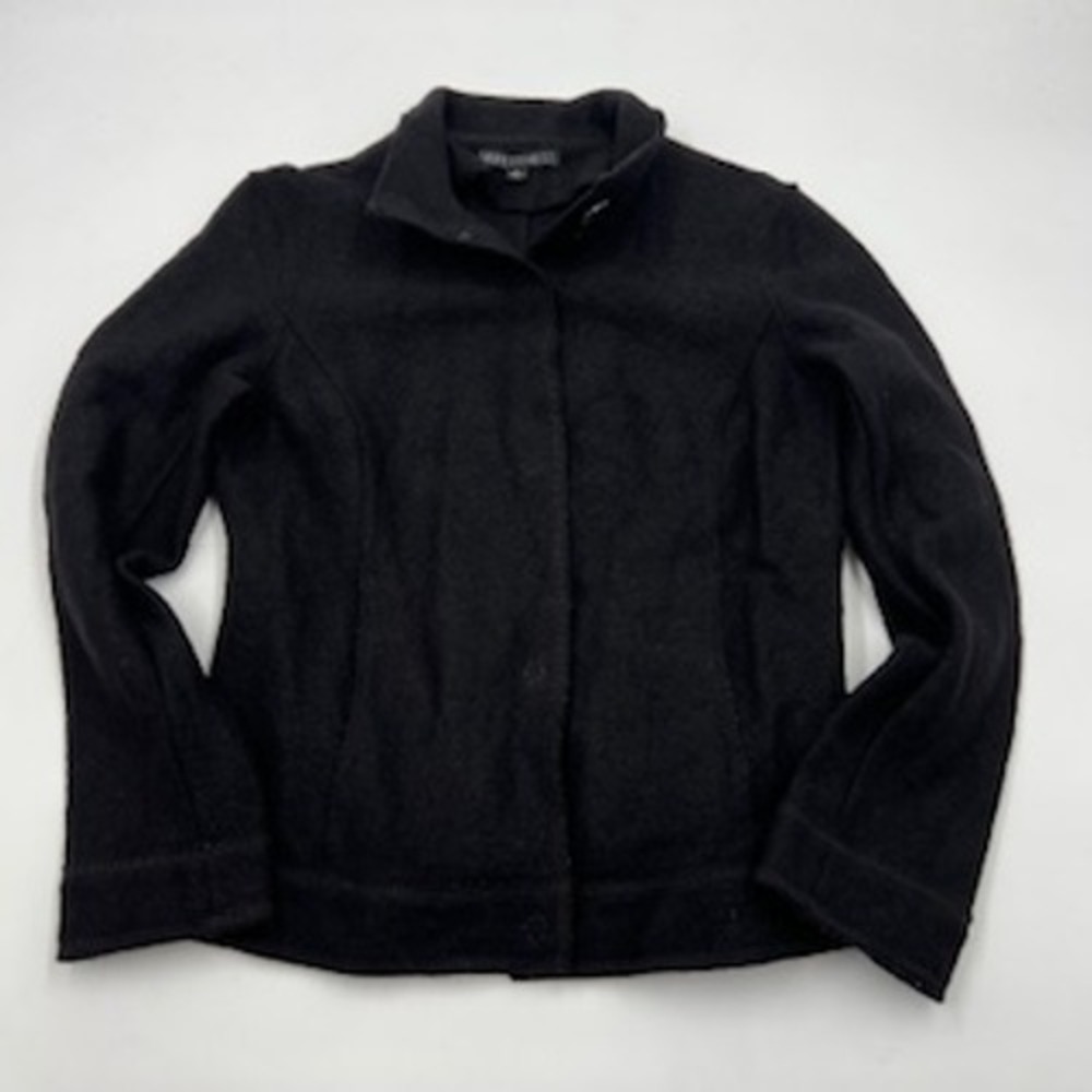 Lafayette 148‎ New York Womens black 100% Boiled Wool Stand Collar Jacket Size 6 - Picture 3 of 15